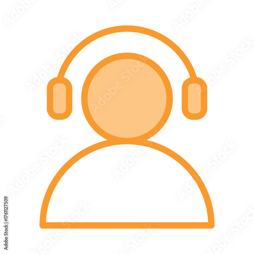 Person with headphones, customer support, or audio listening icon