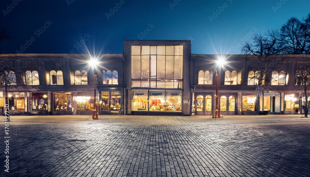 Naklejka premium city store front at night