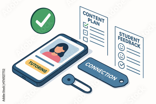 Online tutoring concept with mobile app and content plan