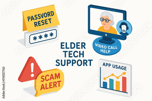 Elderly tech support: video call help with password reset and scam alert tips