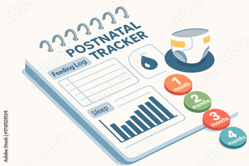 Postnatal tracker with feeding log and sleep chart for baby's growth monitoring