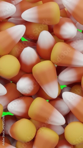 Falling Candy Corn on green screen
