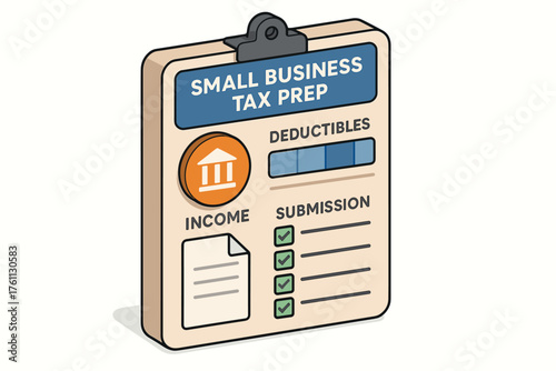 Small business tax preparation checklist with income and deductibles overview