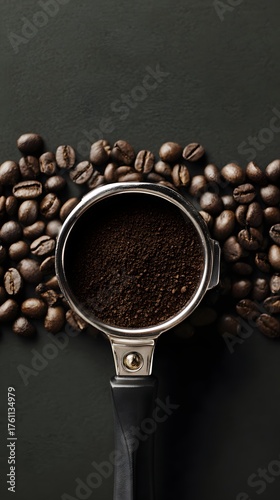 Freshly ground coffee beans ready for a perfect espresso shot today