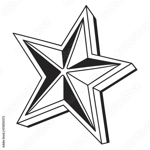 Minimalist Black and White Star Rating Icon Vector