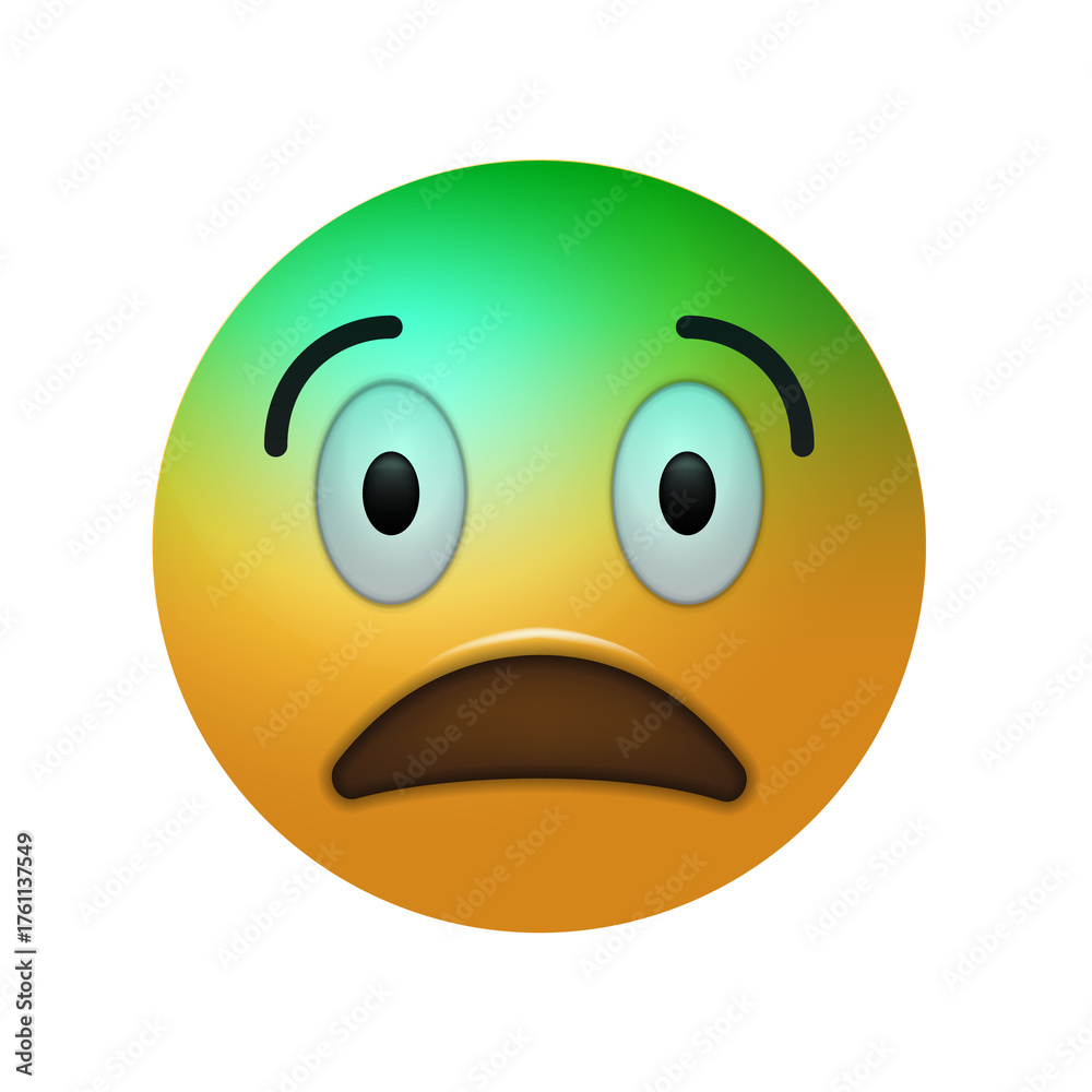 Fototapeta premium Scared Emoji Face with Green and Yellow Gradient graphic