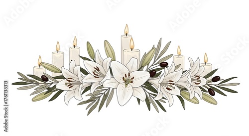 Elegant Easter lilies and glowing candles create a serene and reflective mood, perfect for invitations, spring celebrations, or memorial announcements