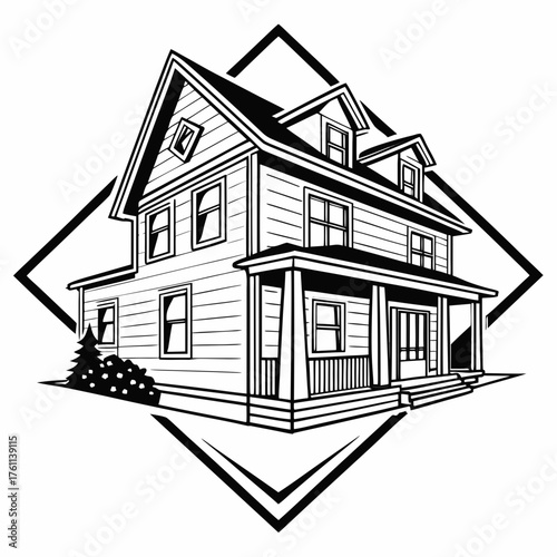 Minimal Black and White Home Icon Outline Vector