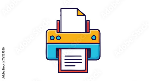 11. **printer with document outline icon vector full color**
