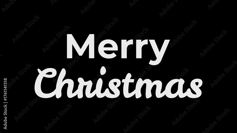Obraz premium White Merry Christmas Text Image.White letters on a black background for seasonal celebrations.