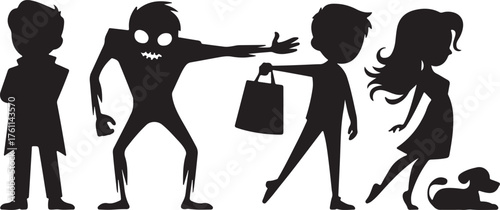 Halloween shopping zombie attack family walking dog