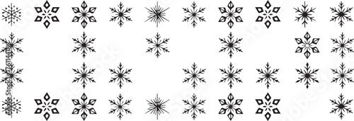Black and white snowflake seamless pattern