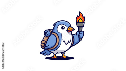 Brave Blue Bird Explorer Lighting the Way on His Adventure