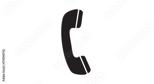 Vector art of black telephone receiver for communication and assistance