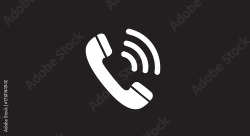 Vector art of a white phone icon with sound waves
