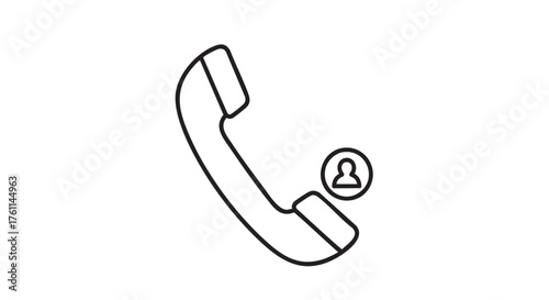 Vector art of a simple line drawing of a phone with a person icon