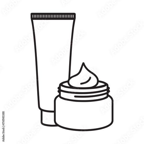 Skincare Products: Cream Jar and Tube Icon