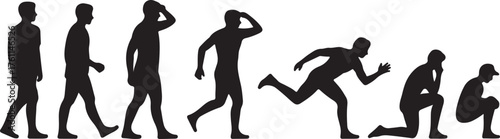 Human evolution silhouettes with different poses