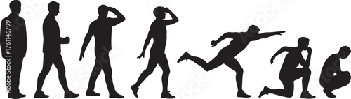 Silhouettes of men in different stages