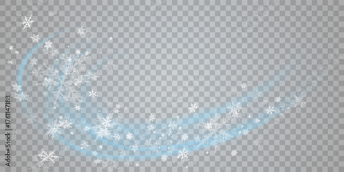 Falling snow on a transparent background. Vector illustration 10 EPS. Abstract snowflake background. Fall of snow.	