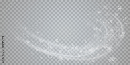 Falling snow on a transparent background. Vector illustration 10 EPS. Abstract snowflake background. Fall of snow.	