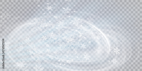Falling snow on a transparent background. Vector illustration 10 EPS. Abstract snowflake background. Fall of snow.	