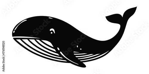 humpback whale silhouette design. big fish in marine life.