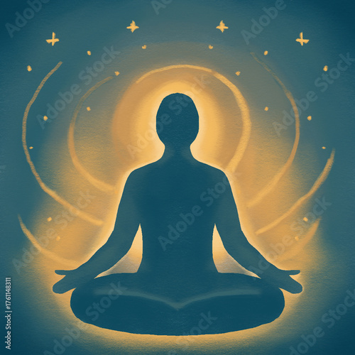 Fotografía Meditating Soul Surrounded by Radiant Cosmic Light