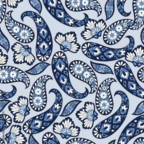 Seamless Paisley pattern in indian style. Floral vector illustration