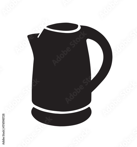 Black silhouette of a modern electric kettle with a handle and spout on a white background vector