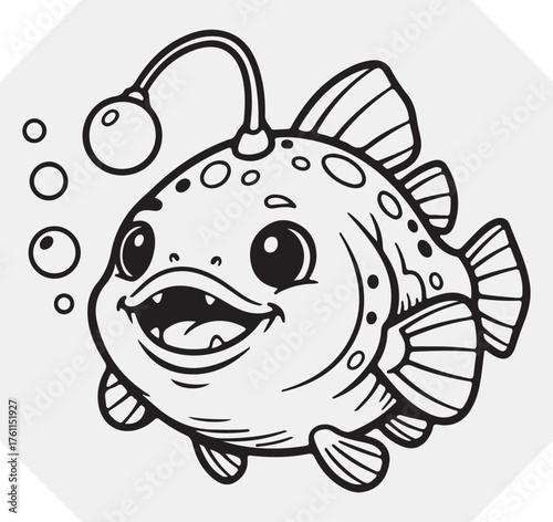 Adorable Angler Fish Character – Bioluminescent Ocean Animal