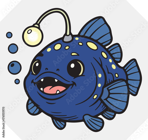Kawaii Anglerfish with Light – Friendly Ocean Icon
