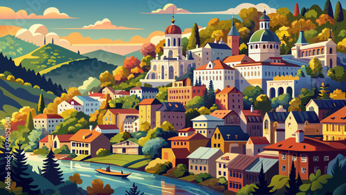 Very beautiful Eureka Springs, a charming Arkansas town nestled in the Ozark Mountains, featuring majestic views, Victorian architecture, winding streets, and lush greenery — a true Southern gem of 