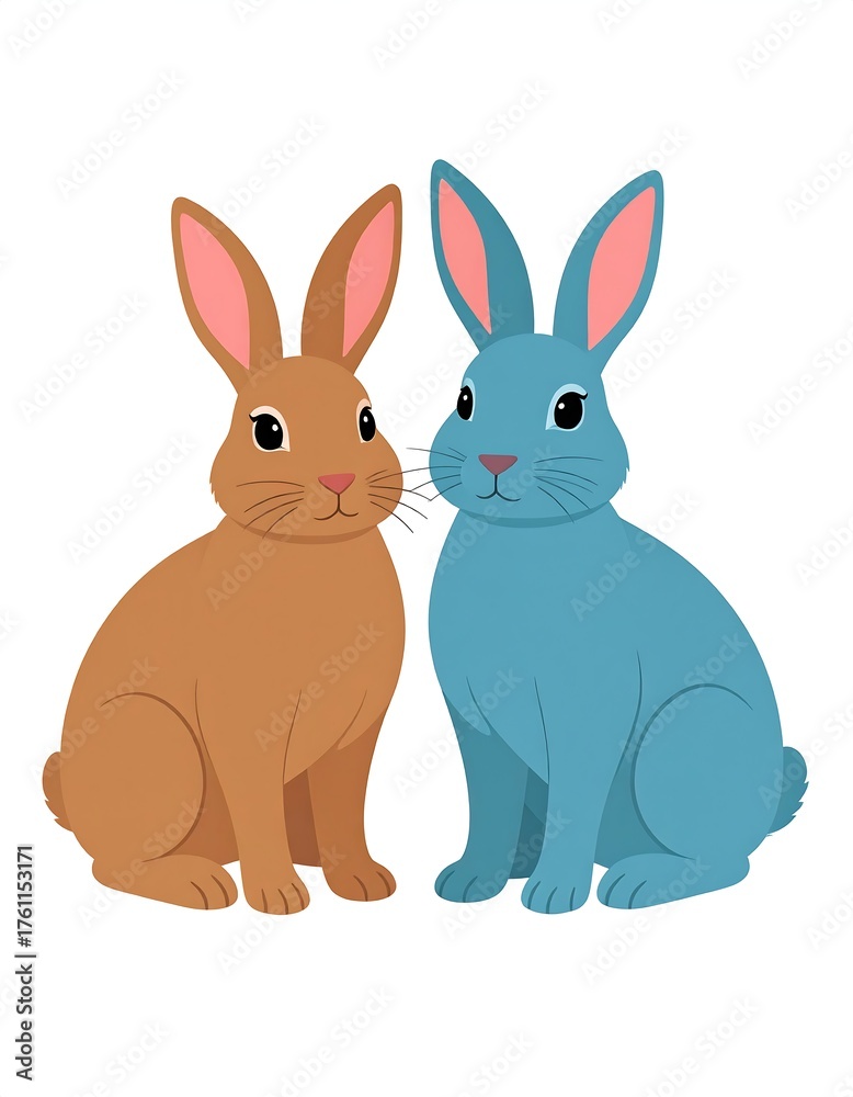 Fototapeta premium Two cute rabbits facing each other