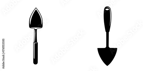 Two distinct gardening tools displayed side by side showcasing different designs for various planting tasks