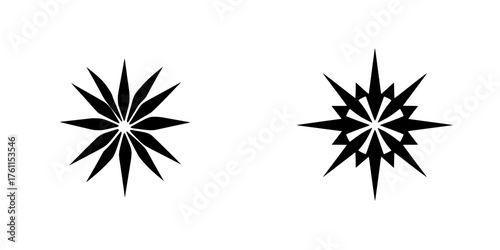 Geometric star designs showcasing intricate patterns and shapes set against a minimalist background