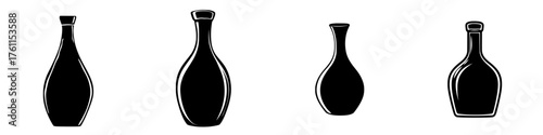 Different shapes of decorative vases in minimalist design displayed on a white background during a creative showcase