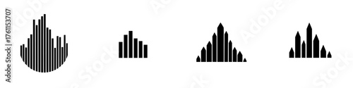 Diverse geometric waveform designs showcasing variations in height and width for use in modern graphics