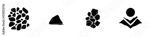 Abstract rock forms illustrating different textures and shapes in a minimalist style, enhancing modern design aesthetics