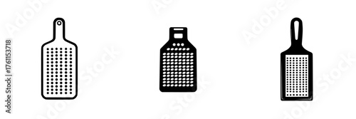 Various types of kitchen graters lined up on a flat surface showcasing different designs and sizes for food preparation tasks