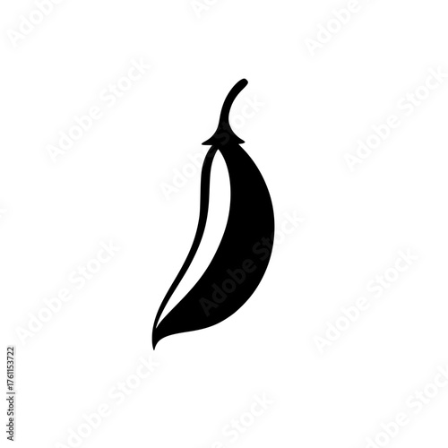 Chili pepper silhouette on a white background showcasing its unique shape and characteristics