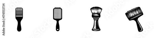 Various grooming tools displayed on a white background for personal care and styling needs