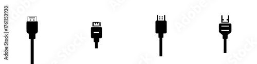 Different types of charging cables displayed side by side in a minimalist design