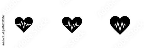 Heart symbols with heartbeat lines showcasing rhythm and vitality in a minimalist design