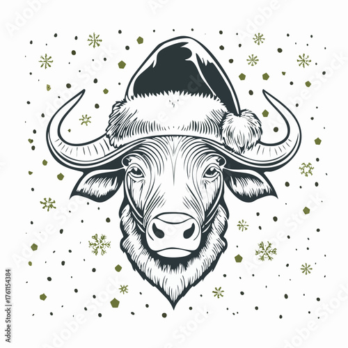 Firefly, Bull, and Santa Hat Vector Illustration