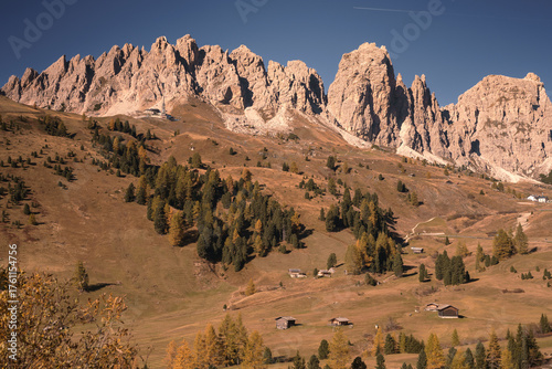 Beautiful mountain landscape on Passo Gardena in South Tyrol, Italy