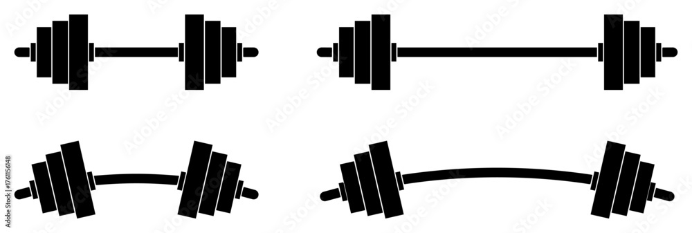 Φωτογραφία Barbell icons collection black gym weightlifting symbols set isolated vector fitness and workout design