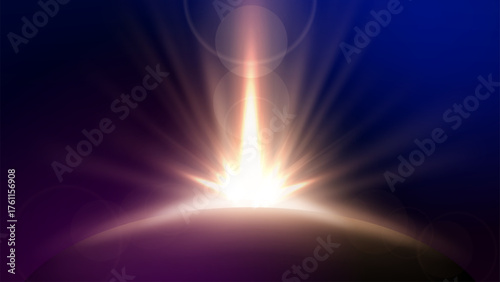 Abstract Futuristic Glowing Gold Rays Rising on Dark Background, Vector Illustration