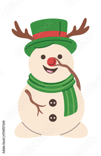 Christmas snowman touching red nose