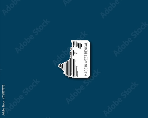 Refined “Made in West Bengal” barcode-silhouette — perfect for textiles, literature-themed merchandise and cultural products. High-res vector for print and stock.